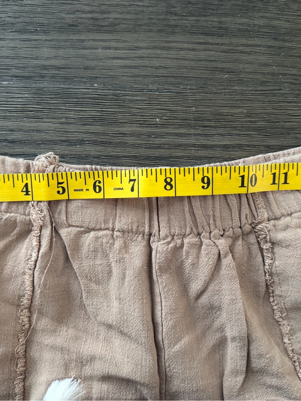 Boutique Umgee Linen Blend Cropped Frayed Wide Leg Boho Pants Khaki Taupe Size M - Picture 6 of 7